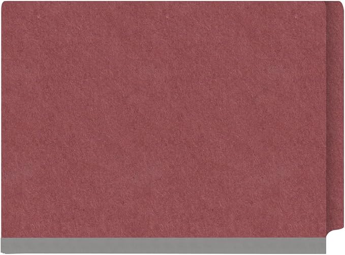 Pressboard Classification Folders, Full Cut End Tab, Letter Size, 1 Divider, Dark Red (Box of 10)