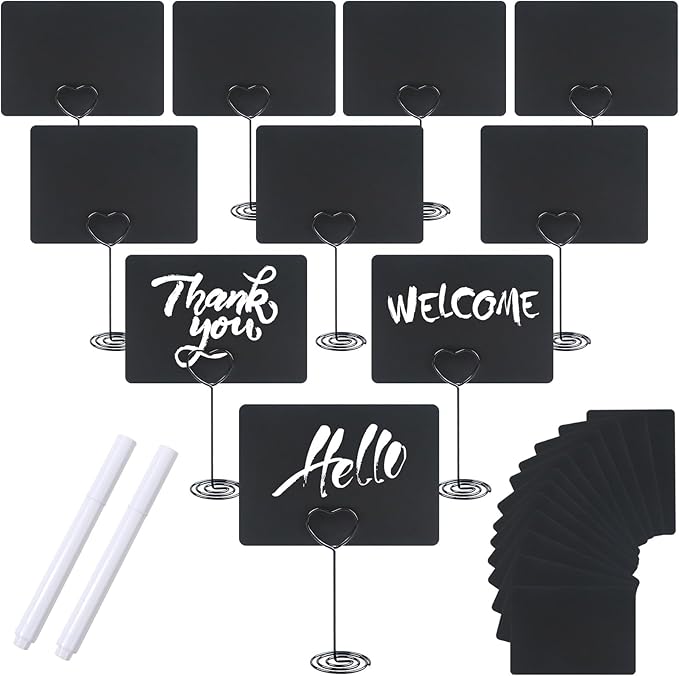 48PCS Mini Chalkboard Signs 4"x3" Black Small Chalkboard with Metal Stand Chalk Tabletop Label Blackboard Sign Price Food Tags Labels for Party Buffet Bakery