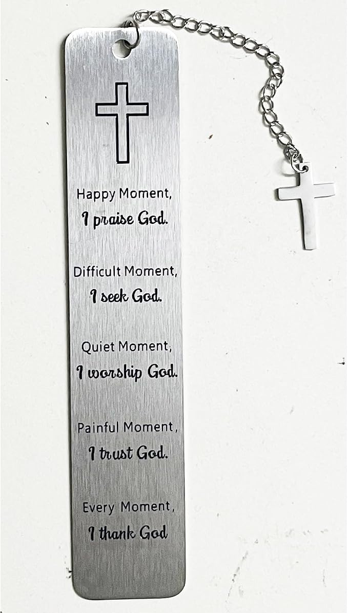 Bible Bookmarks Book Markers, Metal Christian Bookmark Gift Accessories (I Praise God)