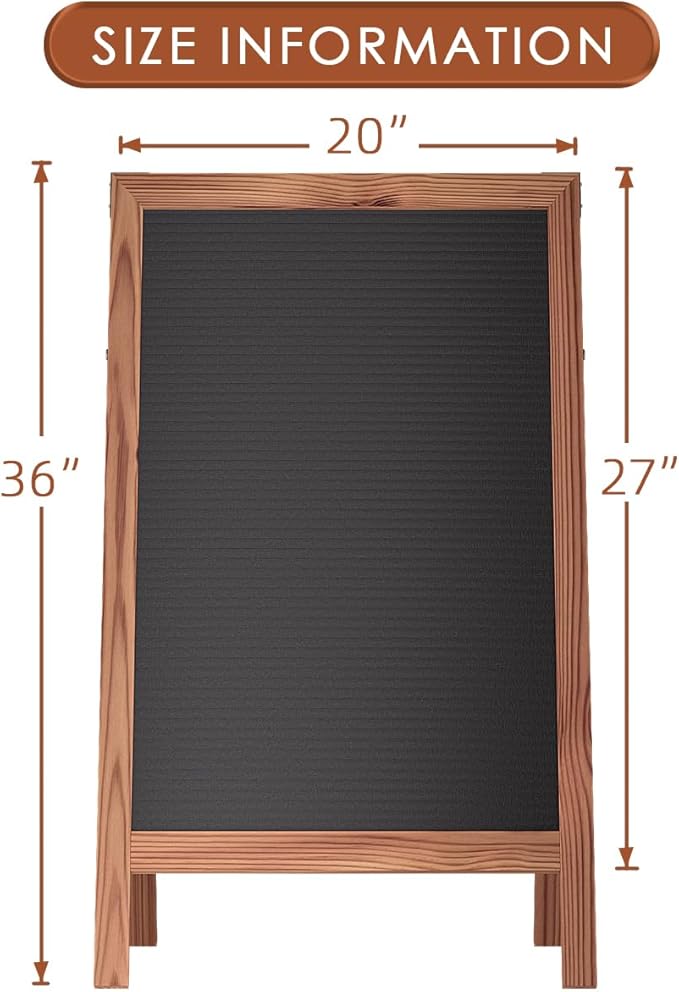 INNOVART A-Frame Sidewalk Sign 36”x20”, Sandwich Felt Letter Board w/Changeable Letters, Double-Sided Felt Letter Board, Free Standing Letter Board Easel for Restaurant, Business, Wedding, Dark Brown