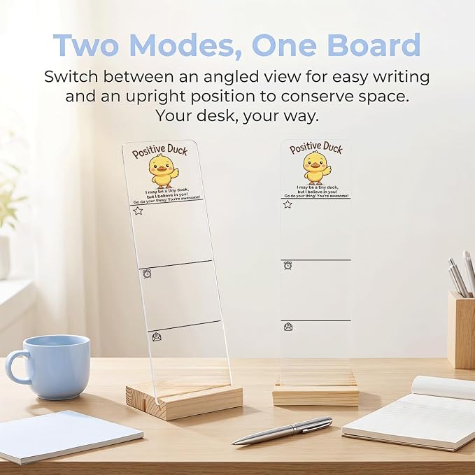 Sticky Notes Monitor Memo Board Acrylic Holder with Removable Wooden Base, But I Believe in You Logo Desk Set with 200 Sheets Two Sizes Sticky Notes, Office Desk Accessories Organizer