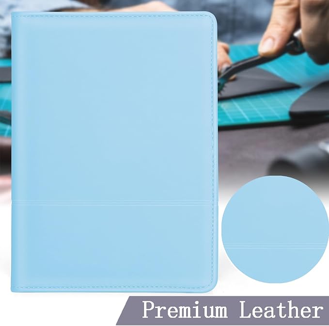 Classic Padfolio/Junior Portfolio Folder Case, Business A5 Binder Organizer Notepad for Men Women, 5 x 8 Writing Pad Included, Sky Blue