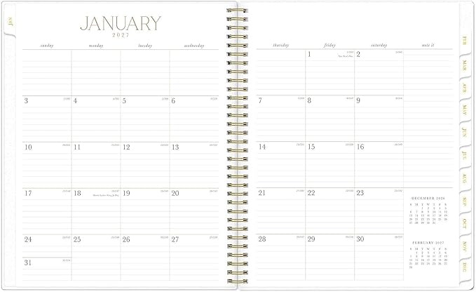 Blue Sky Life Note It 2027 Weekly and Monthly Planner Notes, January 2027 - December 2027, 8.5" x 11", Flexible Cover, Durable Twin Wire Binding, Storage Pocket, 50 Perforated Notes Sheets, Leah