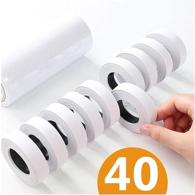 2 Line Price Gun Labels, 4 Packs Total 16,000 Pcs Blank Price and Date Gun Labels, Suitable for MX6600, MX6602, YH689, and Most Other 2 Line Price Guns (White)