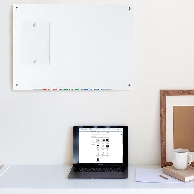 Audio-Visual Direct Magnetic Ultra White Glass Dry-Erase Board Set - 40" x 35" - Includes Magnets, Hardware & Marker Tray