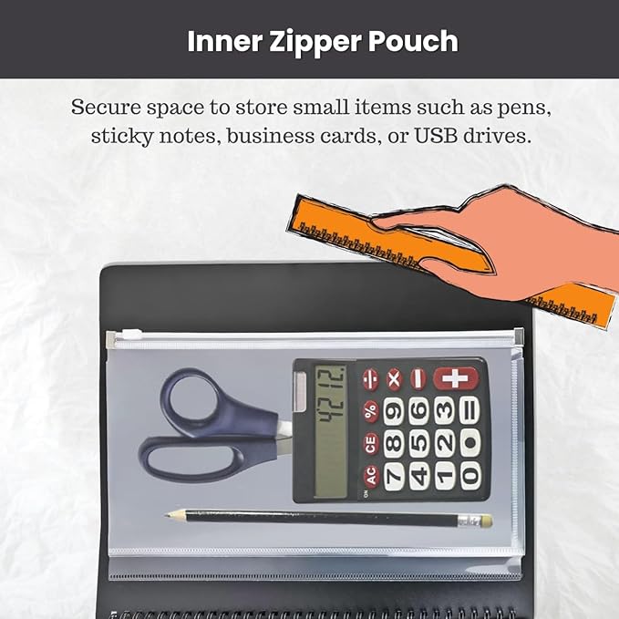 Performore - 12 Pocket Spiral Subject Organizer with 6 Dividers, Folder Organizer Spiral Binder with Front Cover Pocket and Customizable Cover, Erasable Write On Tabs for Documents Files Projects