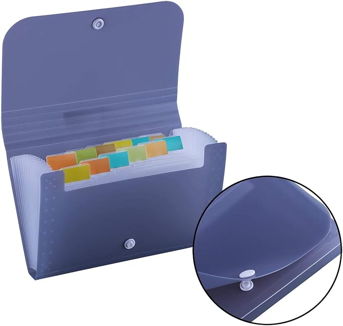 Expanding File Folder, Subdivision Accordion File Folder Mini Organizer PP Wallet for Cards,Coupons,Receipt,Tax Item or Changes,7x4.5 Inches,12 Pockets with Tabs and Check Case(Gray)