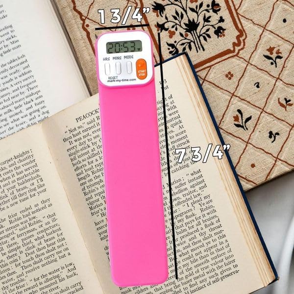 Mark My Time Reading Timer and Bookmark for Kids, Bookmarks and Reading Incentives, Great Christmas Gift & Stocking Stuffer for Book Lovers - Hot Pink