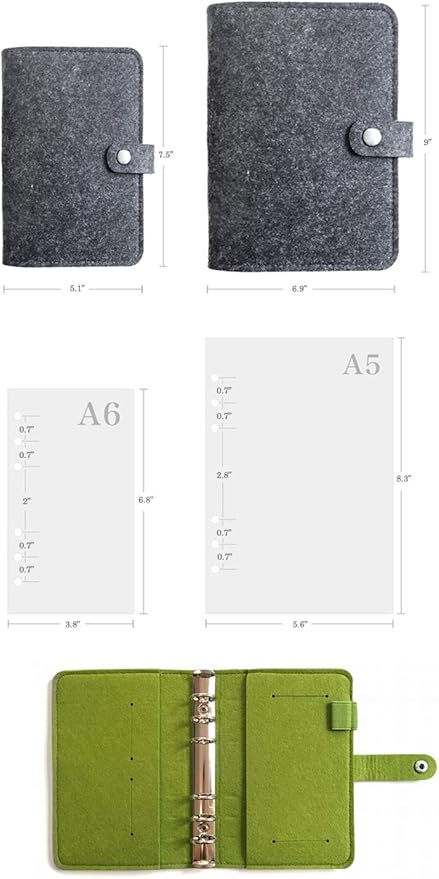 A5 Felt Binder with Pages & Binder Pocket Set Aqua Mint