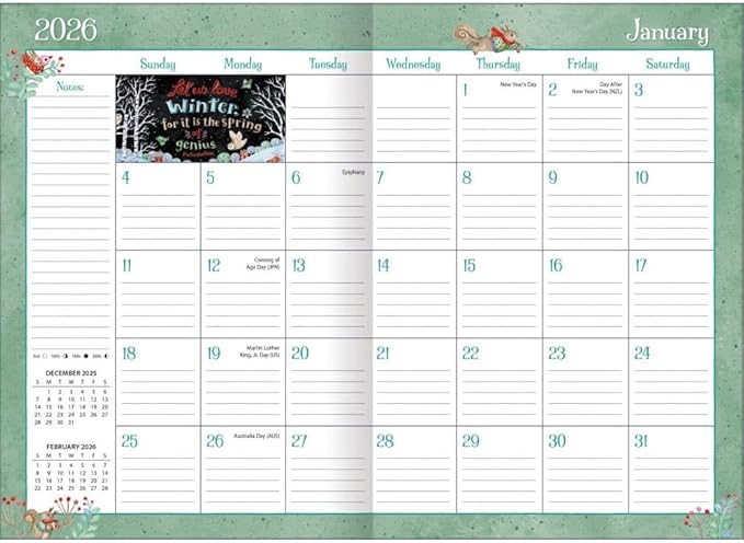 Lang, Simple Inspirations Monthly 2026 Pocket Planner, 4.9'' X 6.6'', Weekly Calendar with Case Binding