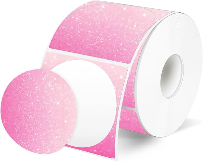 STARLIBOO Pink 2 Inch Round Thermal Sticker Labels, 600/Roll, Direct Thermal Printer Stickers for Business Organizing