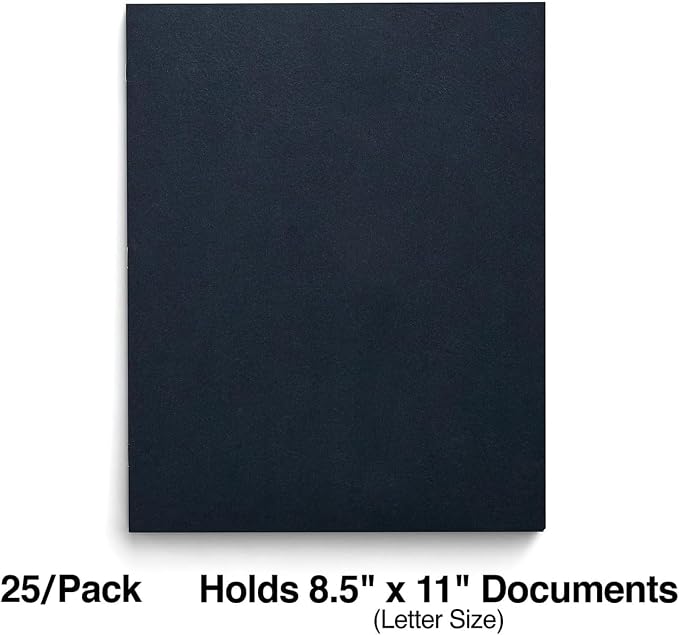 Staples 2‑Pocket Folder, Navy Blue, Letter‑Size Document Folder, Durable Lightweight Paper Folder for School, Office & Home Organization