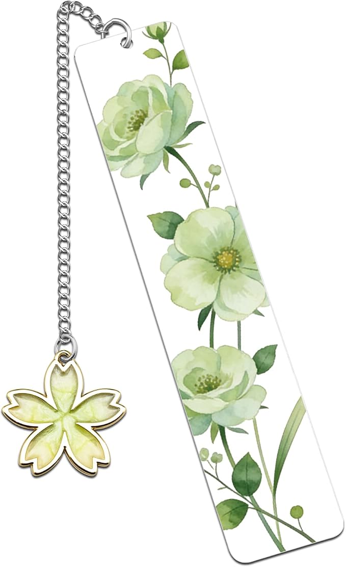 Cute Flower Bookmark Metal Bookmarks Book Marks for Reading Women Kids Bookmarks for Book Lovers Book Markers for Women Reading Accessories (Green Flower)