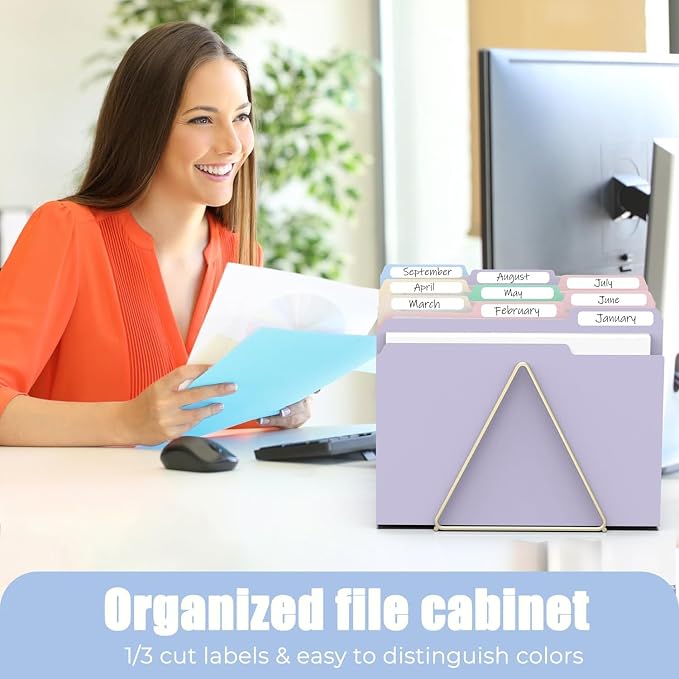 HABGP 9 Pcs Manilla Folders 8.5 x 11 Inch, 1/3-Cut Tab Colored File Folders Letter Size, Plastic Folders Aesthetic, School Business Office Manila Folders for Documents Paper