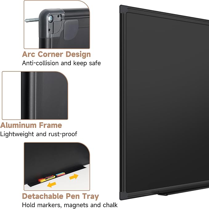 SELEAD Magnetic Chalkboard 48 x 24 Inches - Black Aluminum Frame Chalk Board Words Sign Wall Decor Plaque for Business, Menu, School, Office - Magnet Bulletin Display Board Pizarra