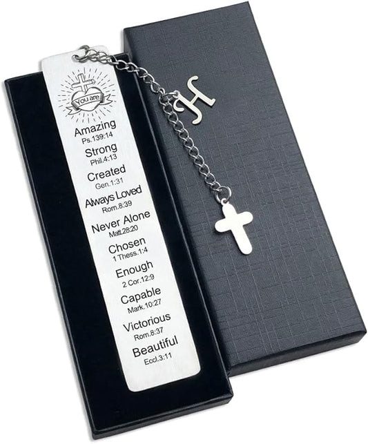Bible Bookmark for Women Book Lovers Sister Christian Book Marker Gifts for Reader Teens Girls Baptism Birthday Christmas Gift for Coworker Students Bookish Easter Gifts (Silver-H)