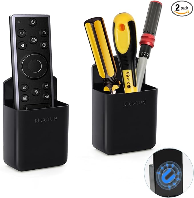 Remote Control Holder Wall Mount, TV Remote Organizer, Marker and Tool Holder for Whiteboard Refrigerators Carport (Magnetic, 2PCS)
