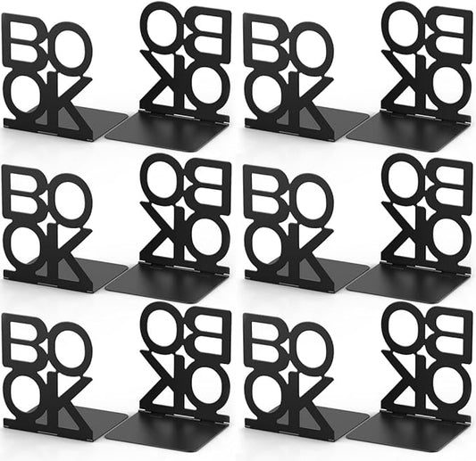 Book Ends,Bulk 6 Pair Bookends Folding Book Ends Metal Bookend (6 Pair)