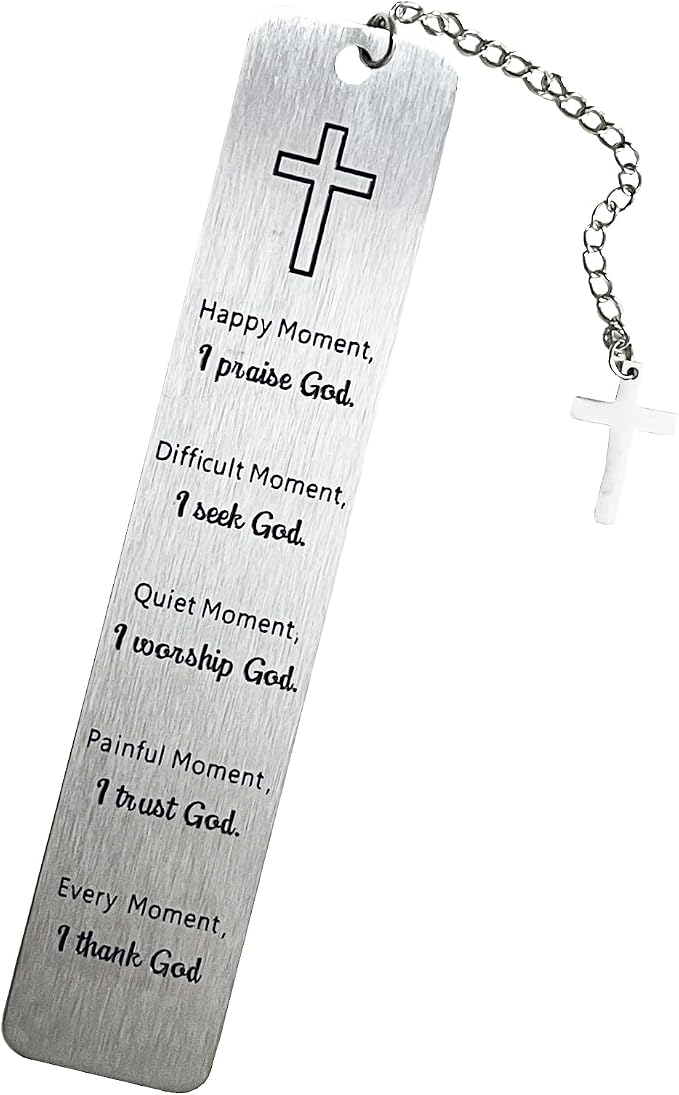 Bible Bookmarks Book Markers, Metal Christian Bookmark Gift Accessories (I Praise God)