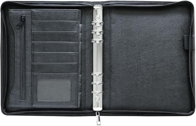 Fan&Ran 2026-2027 Zippered Planner, 6-Ring Portfolio Binder with Weekly Inserts, A5 Size, Black