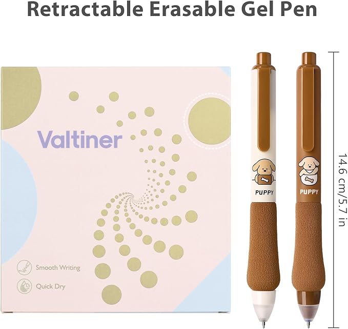 8Pcs Erasable Gel Ink Pens, Cute Retractable Pen with Eraser, 4 Black & 4 Blue Pen Set, 0.5mm Fine Tip Smooth Writing Pens, Comfort Grip for Note Taking and Crossword Puzzles (Coffee)