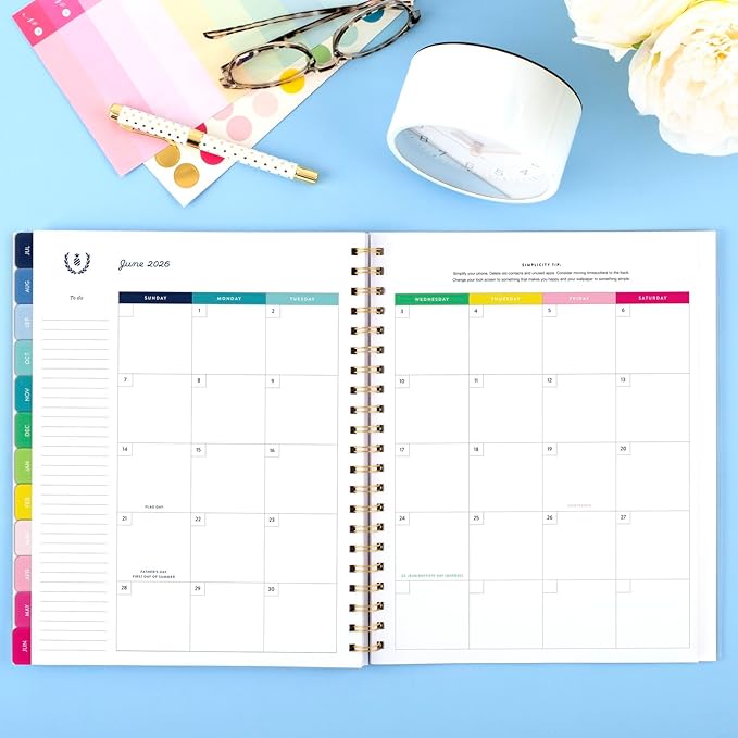 AT-A-GLANCE Planner 2025-2026 Academic, Simplified by Emily Ley, Weekly & Monthly, 8-1/2" x 11", Large, Monthly Tabs, Flexible Cover, Customizable, Lilac Plaid (EL39-901A)