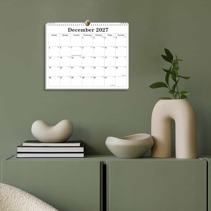 Calendar 2026-27 - Calendar 2026-2027 from June 2026 to December 2027, Spiral Binding Hanging Wall Calendar 2026 for Home/Office, 8.5" x 11", Black