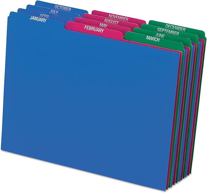 Pendaflex 40144 Top Tab File Guides, Monthly/Jan-Dec, 1/3 Tab, Polypropylene, Letter (Set of 12)