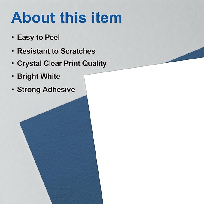 500 Sheets Full Sheet Labels 8.5 x 11 for Laser and Inkjet Printer, 500 Pcs Full Page Labels 8.5 x 11 Matte White, Self Adhesive Printable Sticker Paper