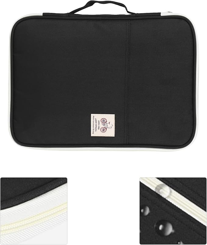 A4 Travel Document Organizer Portfolio with Zippered Design File Bag for Office Business Storage and Portable Document Holder