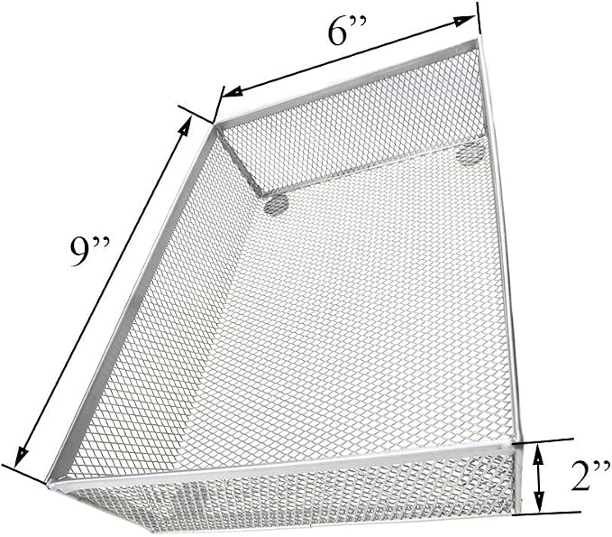 HAHIYO Stackable Mesh Tray Cup 9 x 6 x 2 inches Sturdy Container for Desk Drawer Organizer Collection for Home Office School kitchen Soft Foam Feet No Sharp Edges 1 Pack Silver