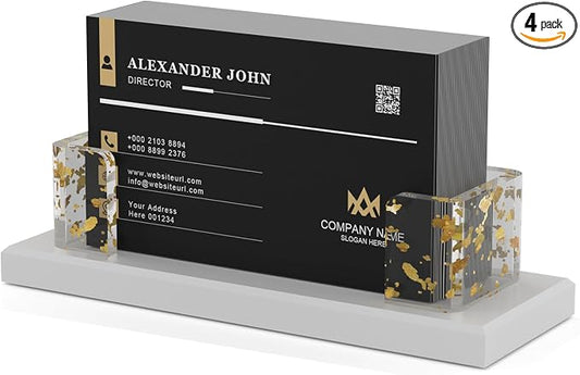 Acrylic Business Card Holder, Clear Card Display Stand for Desk, Business Card Organizer for Office Home Exhibition 4 Pack(White)