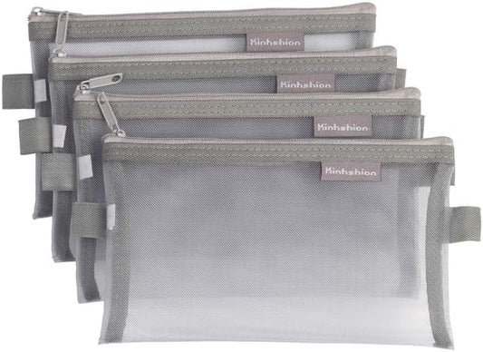 Zipper Pouch A6, 4 PCS, Mesh Bags Clear Zipper Pouch Small Organizer Bag Zipper Folder Bag Cosmetic Bags Travel Storage Bags