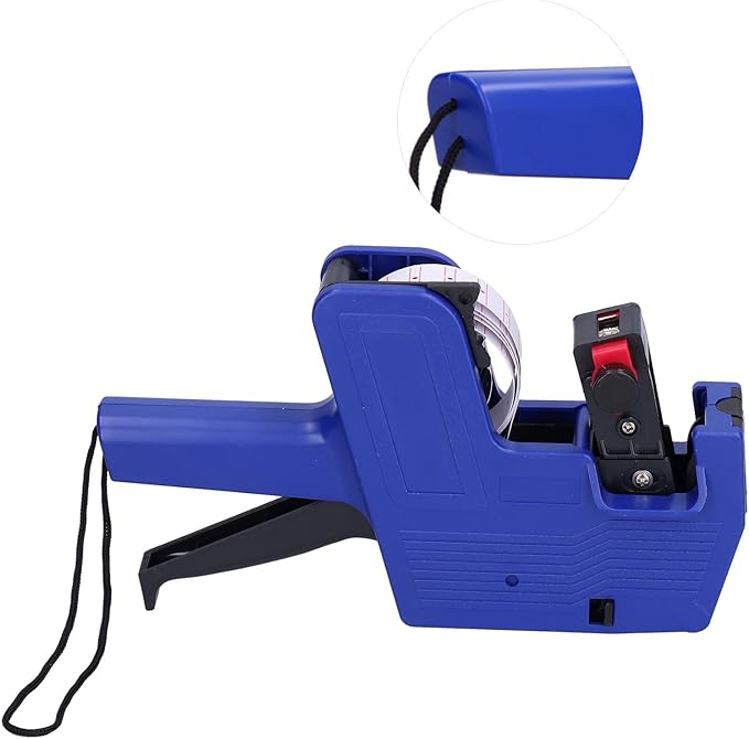 Price, Label Applicator Price Tag 8 Digits Price Tag Coding Machine with 10pcs White Red Lines Sticker Labels + Ink Blue