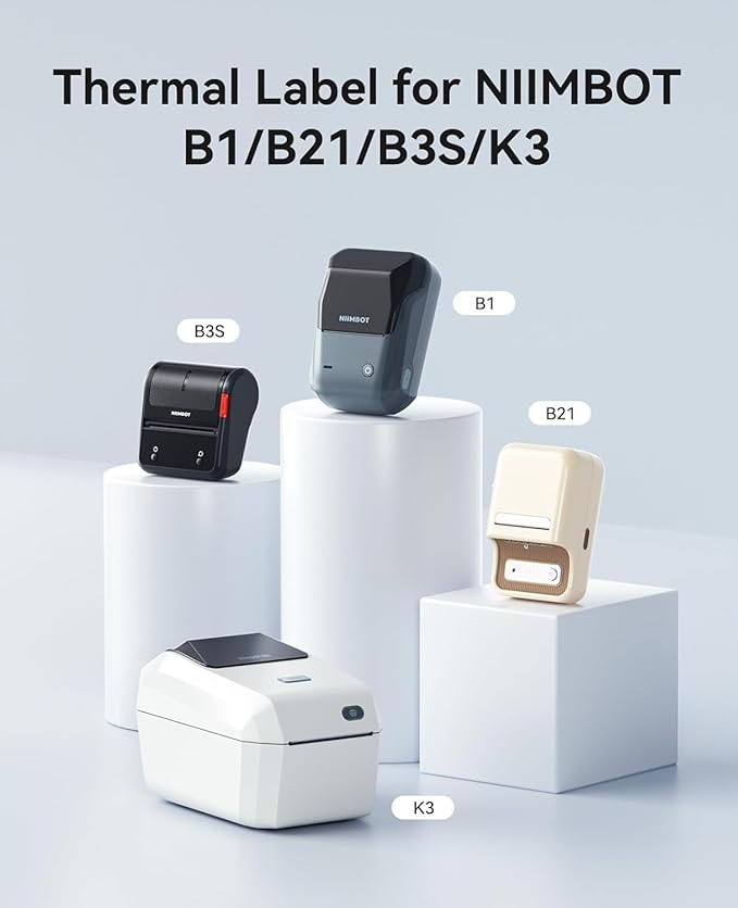 B1 B21 B3S Label Maker Tape, 1 Roll Adapted Label Print Paper Mini Labels Sticker 1.98"x 1.18" (50x30mm) Standard Laminated Office Container Labeling Tape Replacement for B1 Label Maker (White)