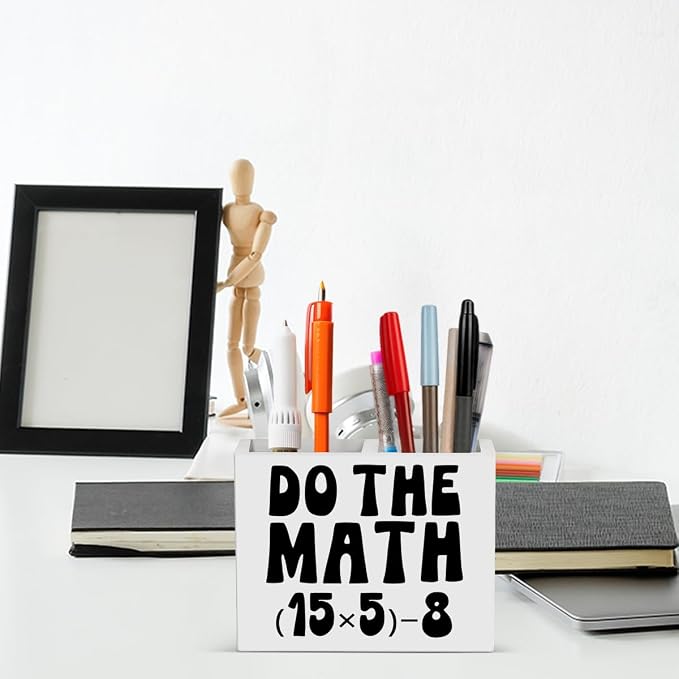 Funny 67 Math Teacher Pencil Holder Decor Teacher Appreciation Gifts for Office Mathematician Math Lover Gifts math Theme Wooden Organizer Vase for Office Home Desk Table