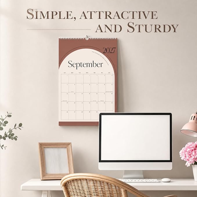 Aesthetic Wall Calendar 2026, 18 Monthly Vertical Calendar July 2026 to December 2027, 15" x 10" Modern Wall Hanging Calendar for School, Home, Office for Monthly Organizing & Planning (Green Vertical )
