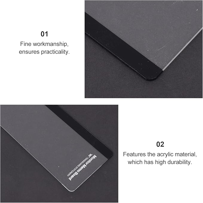 Mobestech Transparent Acrylic Memo Board with Phone Holder for Computer Monitor Right Side Screen Panel Office Gadget Message Reminder 11.02X3.07 Inches