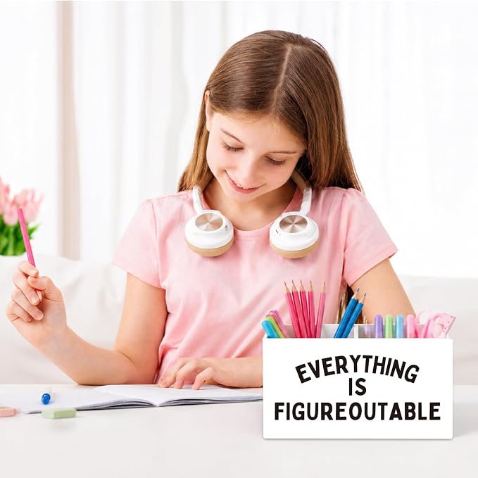 Inspirational Gifts for Women Men Inspirational Pen Pencil Holder for Desk,Motivational Wooden Box Sign Decorations for Home Office Workplace Desk Tabletop