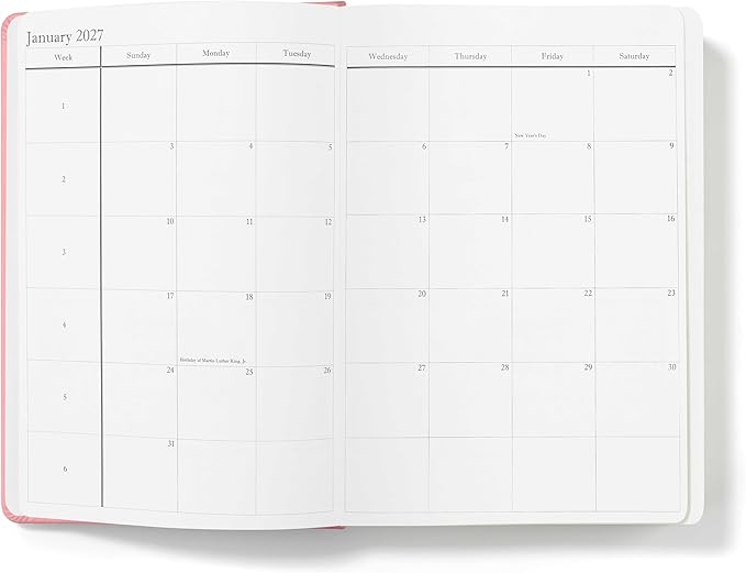 Wykeham's Executive 2026-27 Daily Journal Planner – Customization Available – Mid-Year Academic Diary (Rose, 8.5"×5.5")