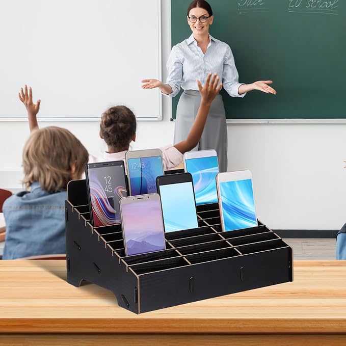 STOBAZA Mobile Phone Storage Box 30 Grid Organizer Desktop Holder for Classroom Office Use Multi-Compartment Cell Phone Caddy 12.40X9.25X7.48In