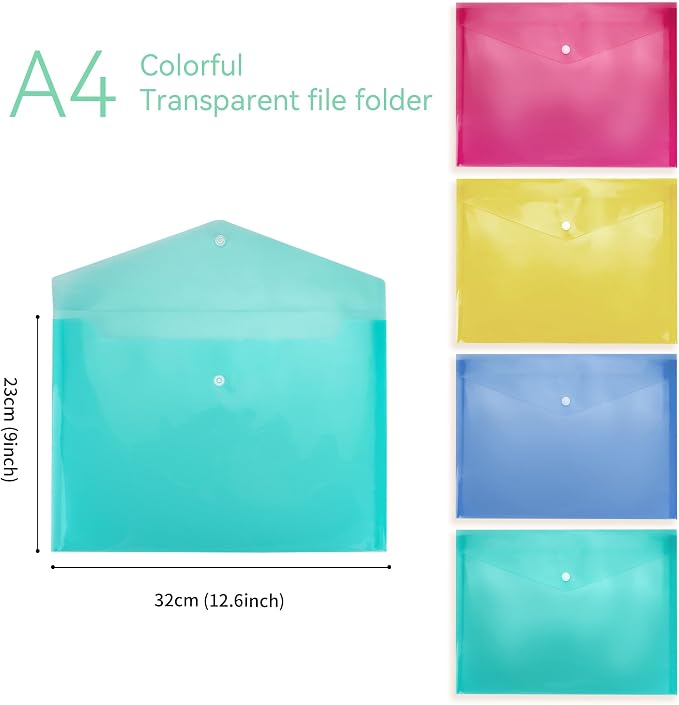 8 Pocket File Folders/4 pcs and 4pcs Poly File Folder, Expanding File Folder, A4 Letter Size, Placstic Expanding File Folders Accordion Document Organizer for School Office Home