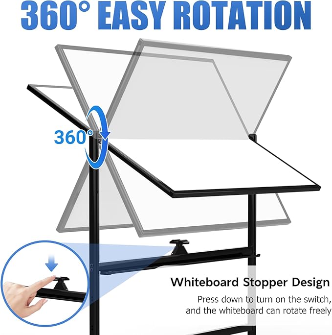 Rolling Whiteboard 48x36, Double Sided Dry Erase Board with Stand, Magnetic Mobile White Board with Wheels for Office & Classroom and Home