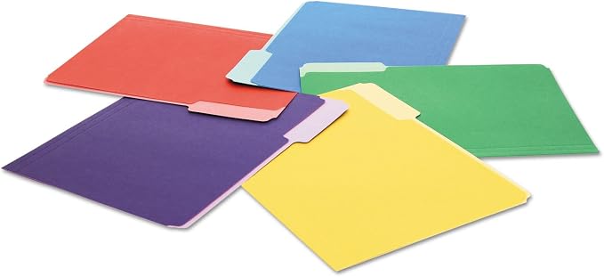Universal One File Folders, 1/3 Cut One-Ply Top Tab, Legal, Blue/Light Blue, 100/Box