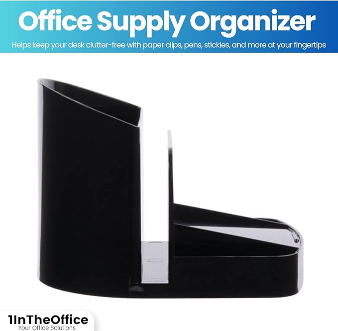 1InTheOffice Office Supplies Desk Organizer, Multifunctional Plastic Desk Storage Organizer,6 Compartments, Black