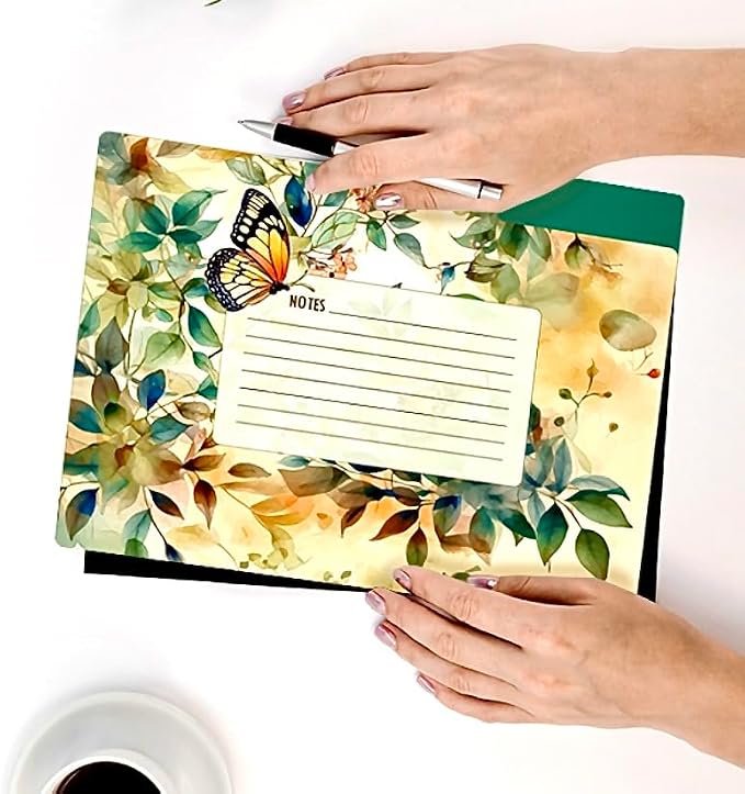 12pcs Decorative File Folders Letter Size, Butterfly Design Folders with Notes, Cute File Office Folders with Floral Patterns, 1/3 Cut Tab, Matte Paper Archival File Folders