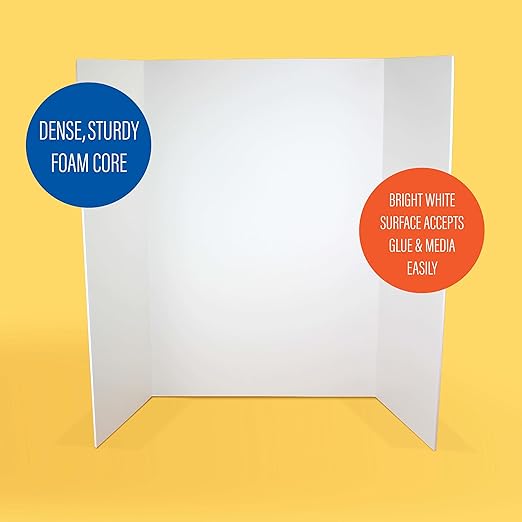 Flipside Products 36” x 48” Foam Project Boards for Presentations, Science Fair, School Projects, Event Displays and Trifold Picture Board - White 3/16'' Thick- 3 Pack