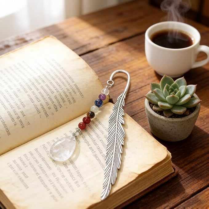 Metal Bookmark, Feather Book Marks with Pendants for Readers Book Lovers, Pretty and Aesthetic Book Accessories Reading Gifts for Women Girls Boys