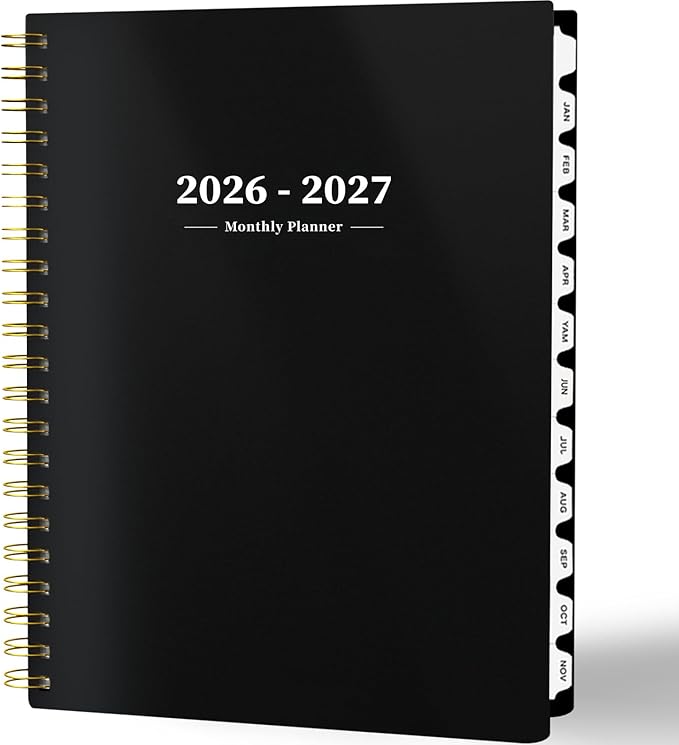 Ymumuda 2026 Planner-2 Year Monthly Planner 2026-2027, JAN.2026 - DEC.2027, 8.5" x 11", 26-27 Monthly Calendar,Large Planner with Spiral Bound, 24 Months Perfect for School Office Schedule - Black