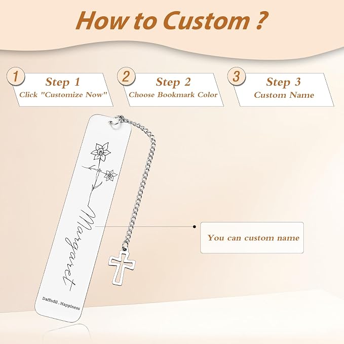 Personalized Bookmarks with Birth Flower Custom Christian Bookmark Gifts for Book Lovers Confirmation Gifts for Teen Girls Birth Flower Gifts for Daughter Friends Birthday Christmas Gift for Women